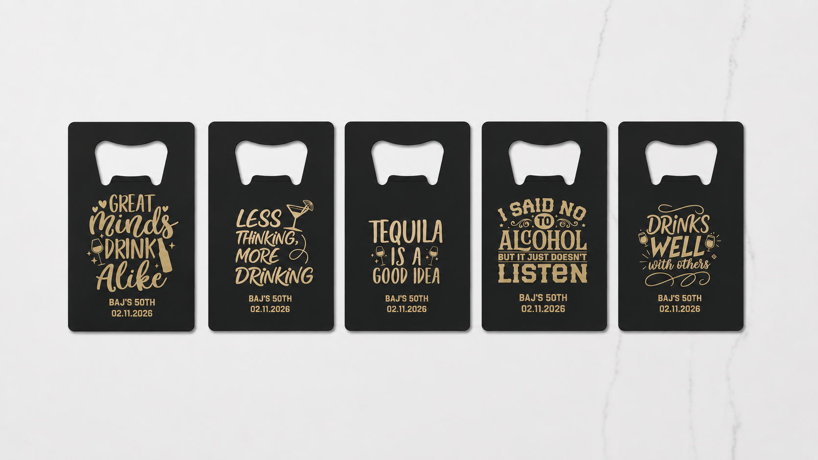 Engraved bottle opener card